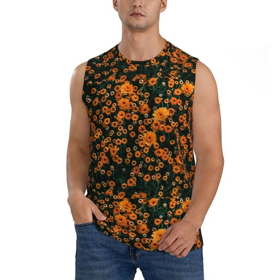 Bixox Men's Daisies Printed Shirt Sleeveless Fitness Tank Top-XX-Large