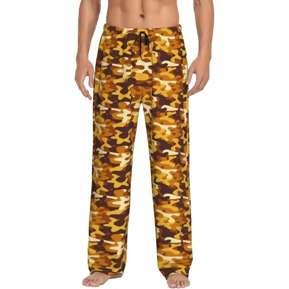 Bixox Men's Desert Camouflage Patterned Pajama Pants with Pockets Lounge Clothes for Home