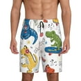 thumbnail image 1 of Bixox Men's Dinosaur Listening to Music printed lightweight casual shorts, soft sleep shorts with pockets., 1 of 7
