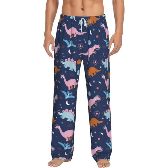 Bixox Men's Dinosaur Patterned Pajama Pants with Pockets Lounge Clothes for Home