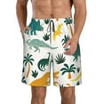 thumbnail image 1 of Bixox Men's Dinosaurs and Tropical Leaves printing Casual Classic Fit Short Summer Beach Shorts, 1 of 6