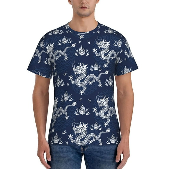 Bixox Men's Dragon Printed Short Sleeve Skinny Athletic T-Shirt