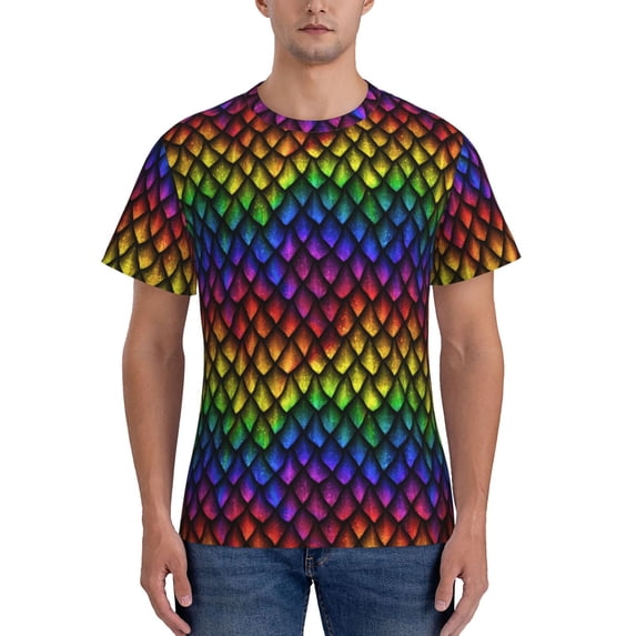 Bixox Men's Dragon Scales Printed Short Sleeve Skinny Athletic T-Shirt