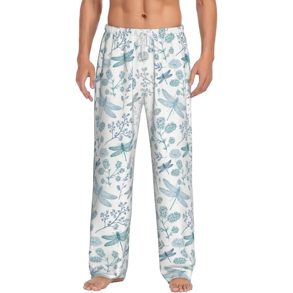 Bixox Men's Dragonfly Patterned Pajama Pants with Pockets Lounge Clothes for Home