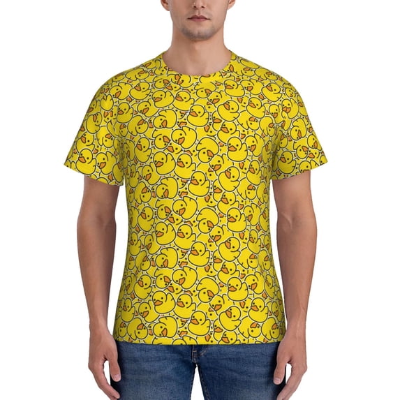 Bixox Men's Ducky Cartoon Animal Yellow Printed Short Sleeve Skinny Athletic T-Shirt