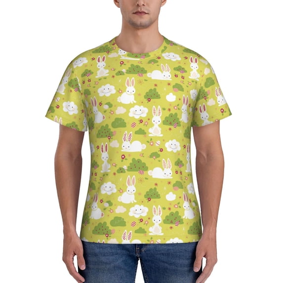 Bixox Men's Easter Bunny Printed Short Sleeve Skinny Athletic T-Shirt