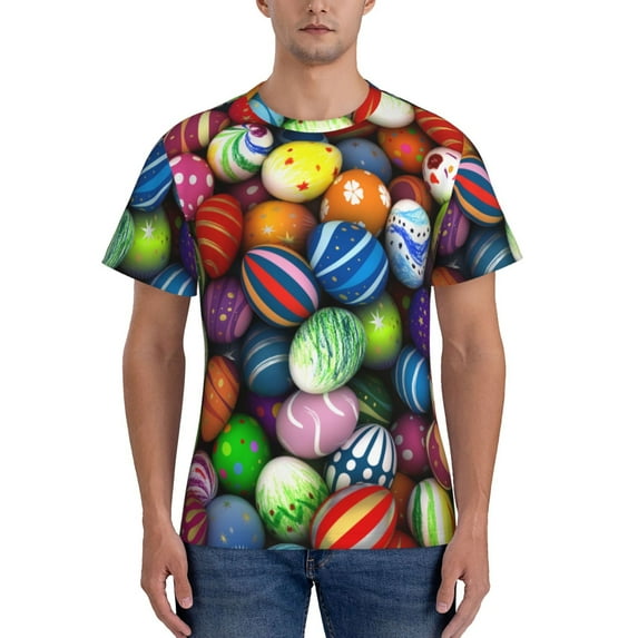 Bixox Men's Easter Eggs2 Printed Short Sleeve Skinny Athletic T-Shirt