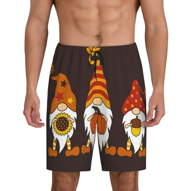 Bixox Men's Fall Gnomes printed lightweight casual shorts, soft sleep