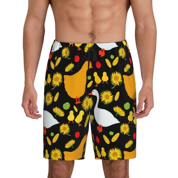 Bixox Men's Farm Goose printed lightweight casual shorts, soft sleep shorts with pockets.