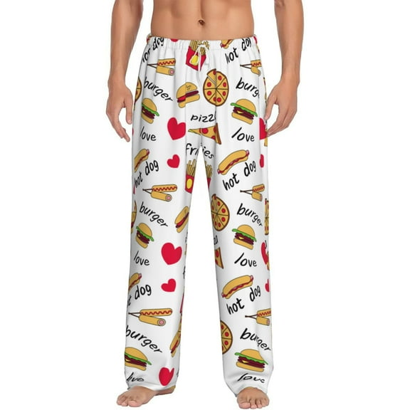Bixox Men's Fast Food Patterned Pajama Pants with Pockets Lounge Clothes for Home