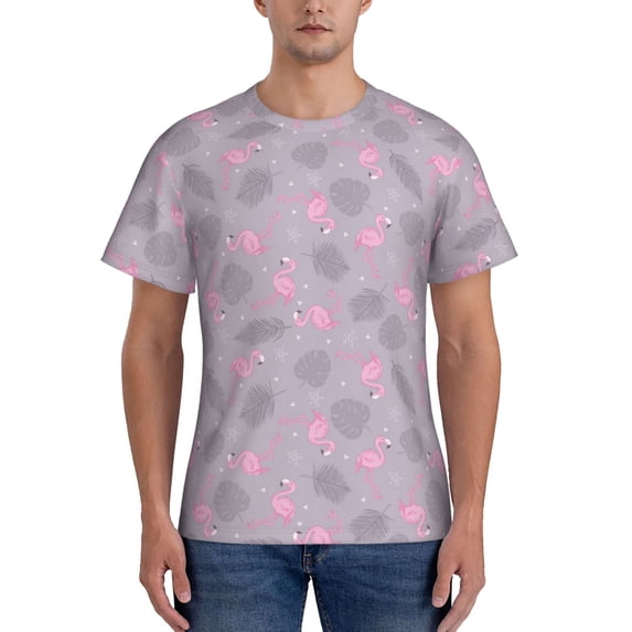 Bixox Men's Flamingo Printed Short Sleeve Skinny Athletic T-Shirt