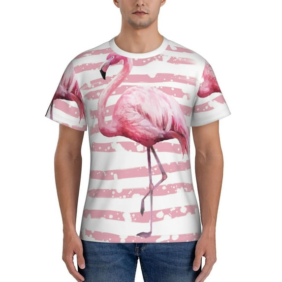 Bixox Men's Flamingo Printed Short Sleeve Skinny Athletic T-Shirt