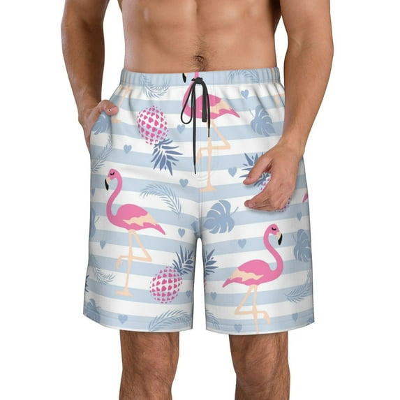 Bixox Men's Flamingo and Pineapple printing Casual Classic Fit Short Summer Beach Shorts