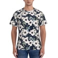 thumbnail image 1 of Bixox Men's Floral Flowers Blue Printed Short Sleeve Skinny Athletic T-Shirt, 1 of 6