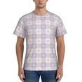thumbnail image 1 of Bixox Men's Floral Purple Buffalo Plaid Printed Short Sleeve Skinny Athletic T-Shirt, 1 of 6