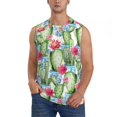 thumbnail image 1 of Bixox Men's Flowers and Cactus Printed Shirt Sleeveless Fitness Tank Top-Medium, 1 of 7