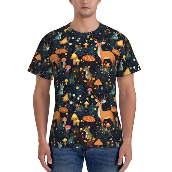 Bixox Men's Forest Elf Printed Short Sleeve Skinny Athletic T-Shirt