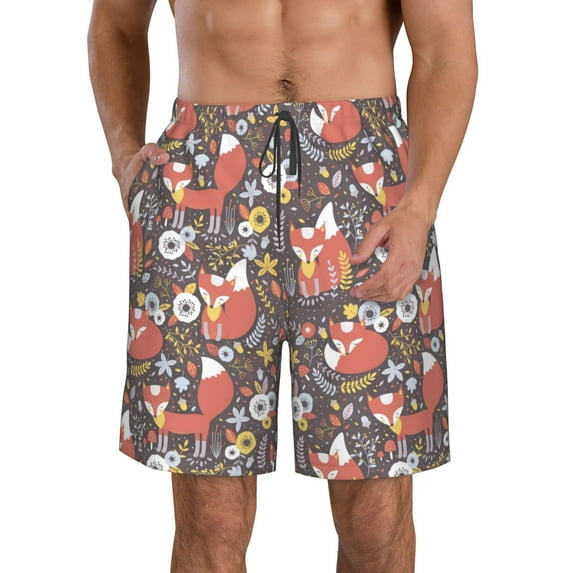 Bixox Men's Foxes printing Casual Classic Fit Short Summer Beach Shorts