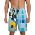 thumbnail image 1 of Bixox Men's French Bulldog Dog in a Bathtub printed lightweight casual shorts, soft sleep shorts with pockets., 1 of 7