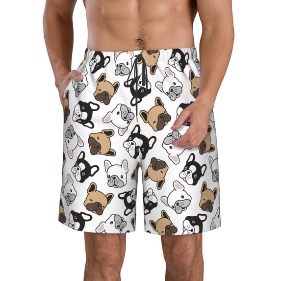 Bixox Men's French Bulldog3 printing Casual Classic Fit Short Summer Beach Shorts