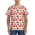 thumbnail image 1 of Bixox Men's Fresh Red Tomato Printed Short Sleeve Skinny Athletic T-Shirt, 1 of 6