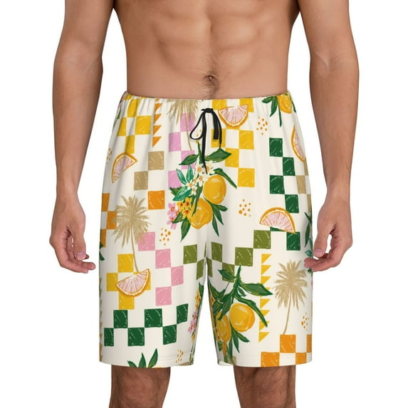 Bixox Men's Fruit printed lightweight casual shorts, soft sleep shorts with pockets.