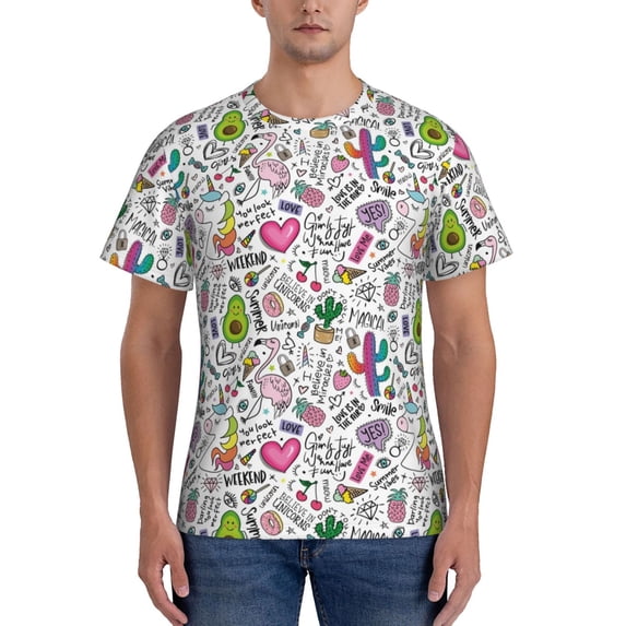Bixox Men's Fun Animal with Unicorn Printed Short Sleeve Skinny Athletic T-Shirt