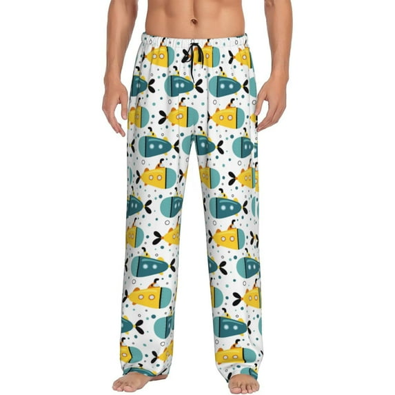 Bixox Men's Funny Boats Patterned Pajama Pants with Pockets Lounge Clothes for Home
