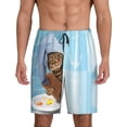 thumbnail image 1 of Bixox Men's Funny Cat Taking a Bath printed lightweight casual shorts, soft sleep shorts with pockets., 1 of 7