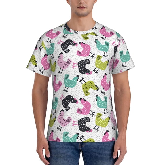 Bixox Men's Funny Chicken Printed Short Sleeve Skinny Athletic T-Shirt