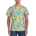 thumbnail image 1 of Bixox Men's Funny Dinosaurs on Stripes Printed Short Sleeve Skinny Athletic T-Shirt, 1 of 6