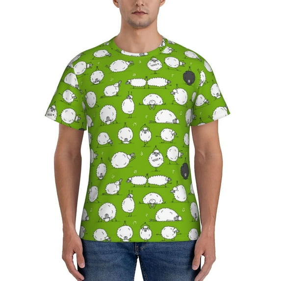 Bixox Men's Funny Sheep Doing Yoga Printed Short Sleeve Skinny Athletic T-Shirt