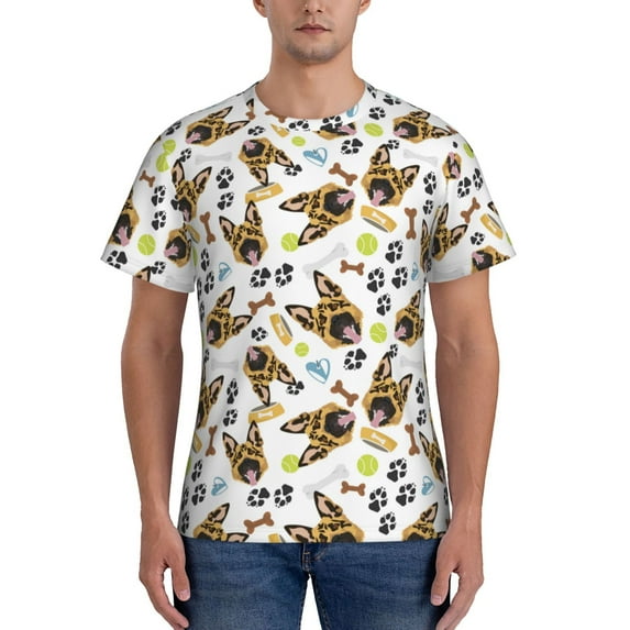 Bixox Men's German Shepherd Dog Printed Short Sleeve Skinny Athletic T-Shirt