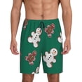 thumbnail image 1 of Bixox Men's Gingerbread Snowman Cookies printed lightweight casual shorts, soft sleep shorts with pockets., 1 of 7