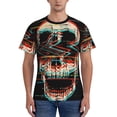 thumbnail image 1 of Bixox Men's Glitch Screaming Skull Printed Short Sleeve Skinny Athletic T-Shirt, 1 of 6