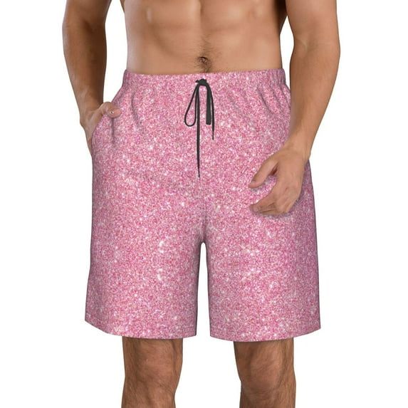 Bixox Men's Glitter Pink printing Casual Classic Fit Short Summer Beach Shorts