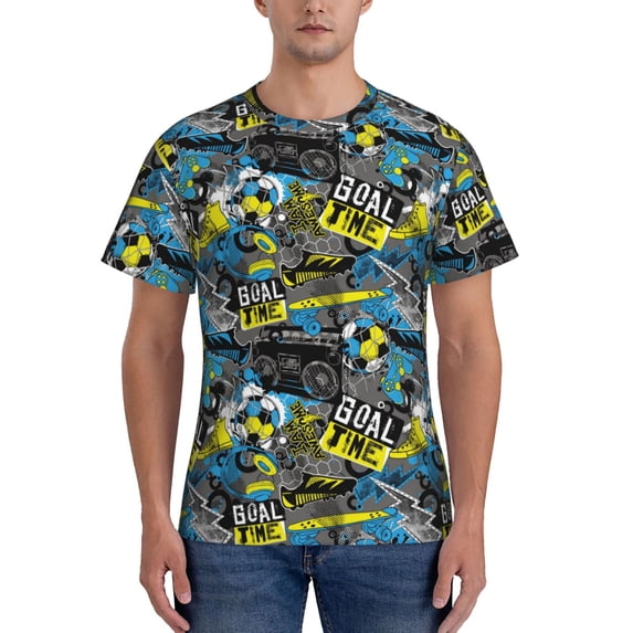 Bixox Men's Goal Time Printed Short Sleeve Skinny Athletic T-Shirt