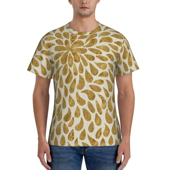 Bixox Men's Gold Drops Printed Short Sleeve Skinny Athletic T-Shirt