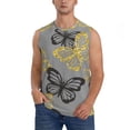thumbnail image 1 of Bixox Men's Golden Glitter Butterflies Printed Shirt Sleeveless Fitness Tank Top-Large, 1 of 7