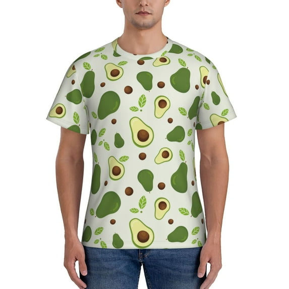 Bixox Men's Green Avocado Printed Short Sleeve Skinny Athletic T-Shirt