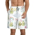 thumbnail image 1 of Bixox Men's Green Blue Avocado printing Casual Classic Fit Short Summer Beach Shorts, 1 of 6