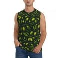 thumbnail image 1 of Bixox Men's Green Branch Olive Printed Shirt Sleeveless Fitness Tank Top-Medium, 1 of 7