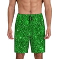 thumbnail image 1 of Bixox Men's Green Glitter printed lightweight casual shorts, soft sleep shorts with pockets., 1 of 7