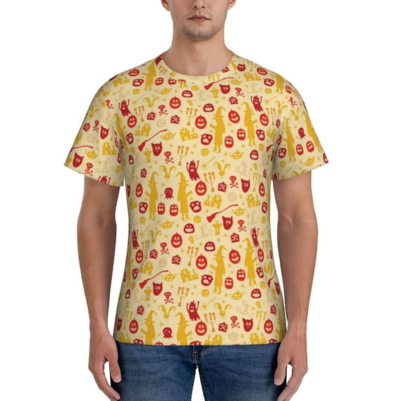 Bixox Men's Halloween Elements Printed Short Sleeve Skinny Athletic T-Shirt