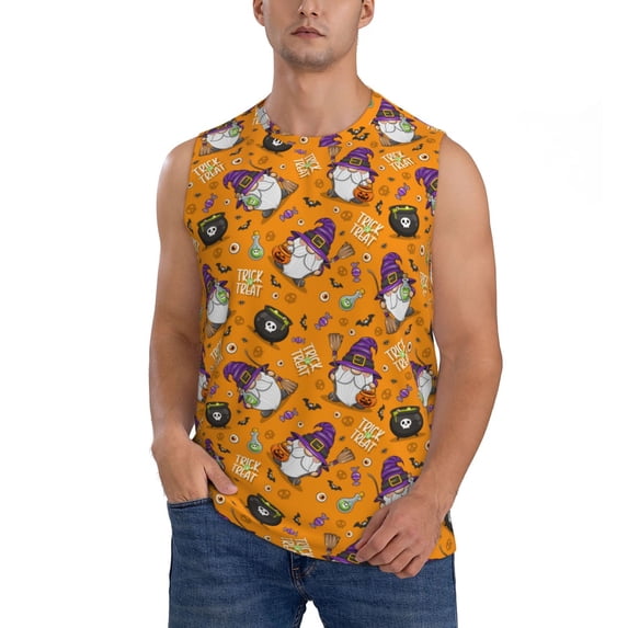 Bixox Men's Halloween Witches Gnome Printed Shirt Sleeveless Fitness Tank Top-3X-Large