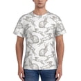 thumbnail image 1 of Bixox Men's Hand Drawn Rabbit Printed Short Sleeve Skinny Athletic T-Shirt, 1 of 6