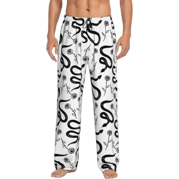 Bixox Men's Hand Drawn Snake Patterned Pajama Pants with Pockets Lounge Clothes for Home