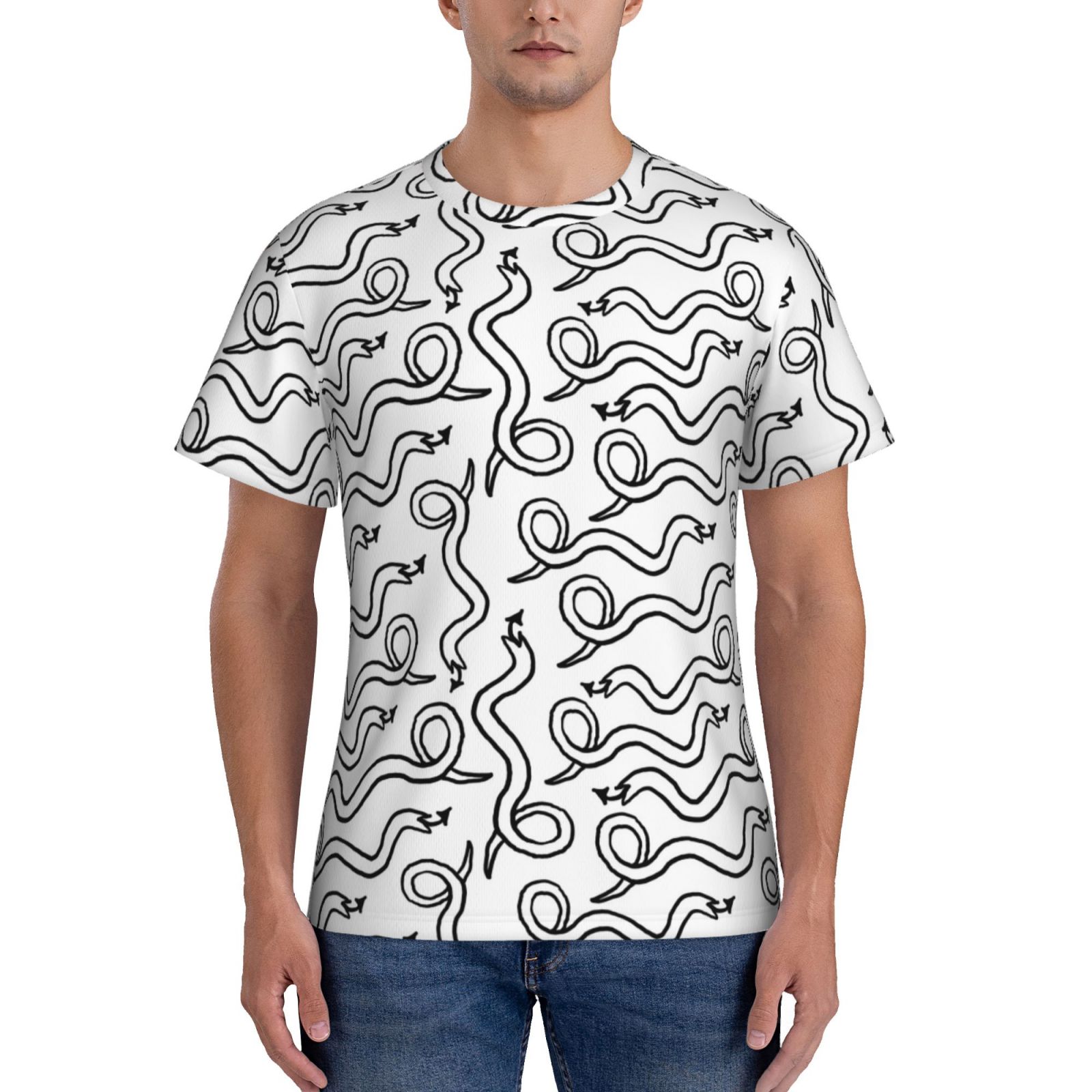 pink python snakeskin short sleeve men's rompers,... Bixox Men's Hand Drawn Snake Printed Short Sleeve Skinny Athletic T ...