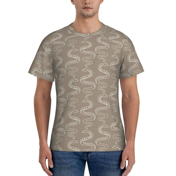 Bixox Men's Hand Drawn Snake Printed Short Sleeve Skinny Athletic T-Shirt