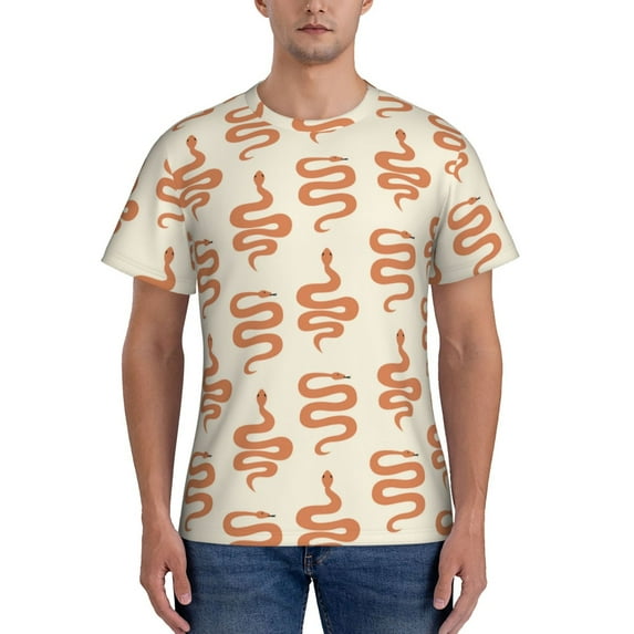 Bixox Men's Hand Drawn Snake Printed Short Sleeve Skinny Athletic T-Shirt